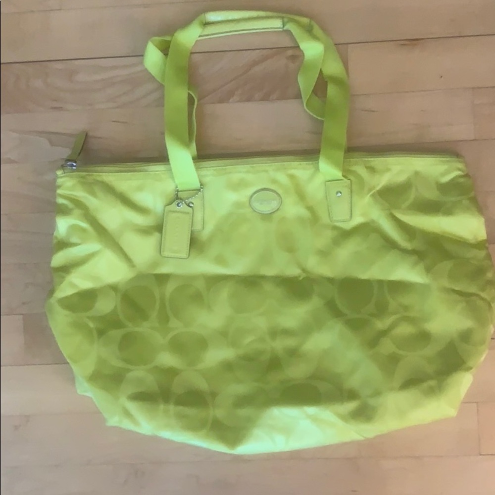Coach Neon Yellow Signature Tote Bag